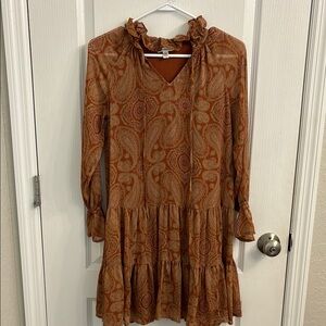 Paisley Ruffle Neck Dress